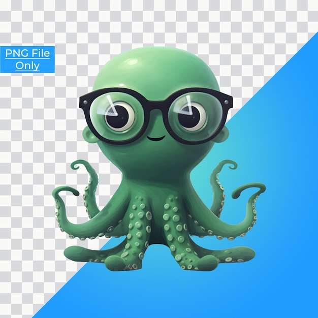 An Green octopus with two eyes is shown only png premium psd