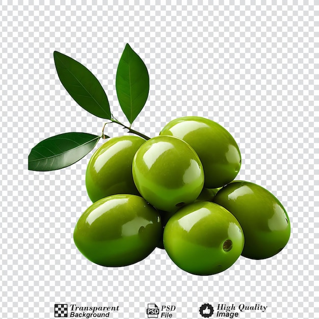 PSD green olives isolated on transparent background
