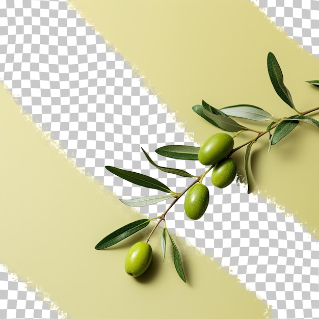 PSD green olives with leaves isolated on a transparent background copy space