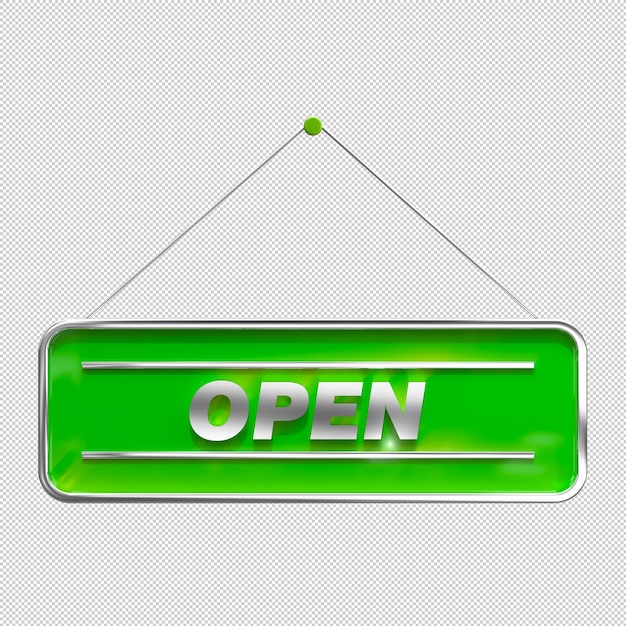 PSD green open signboard isolated on white background