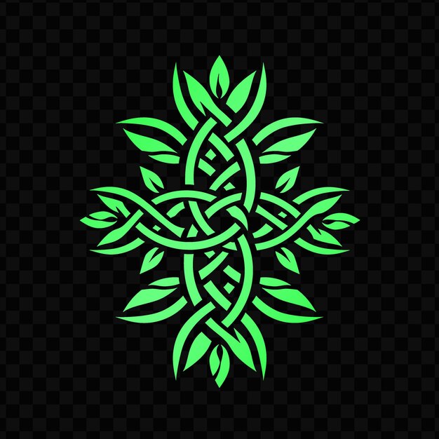 PSD green ornament on a black background