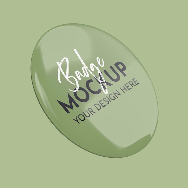 A green oval shaped sign that says baume mockup.