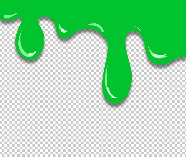 green Paint Dripping on Transparent Background