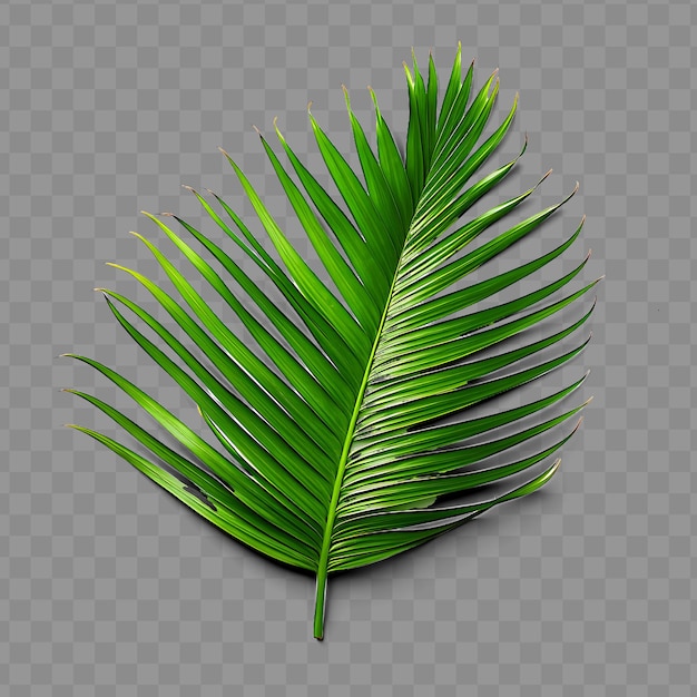 PSD a green palm leaf with a white background