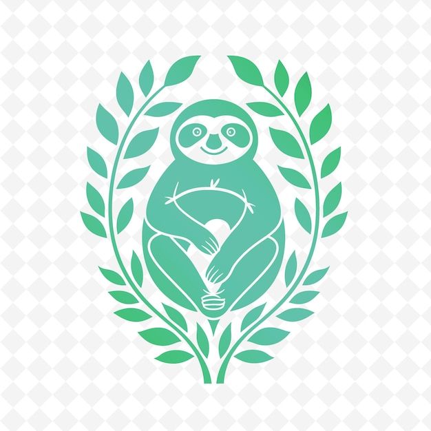 PSD a green panda with a green background with a green branch and a white background