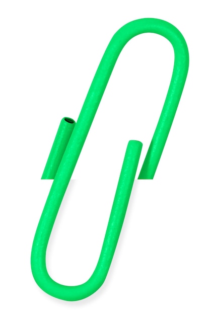 PSD green paper clip on a blank background