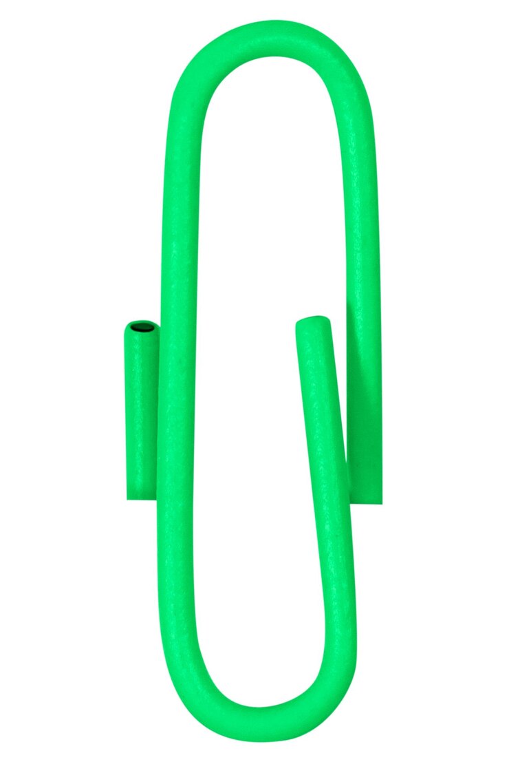 PSD green paper clip on a blank background