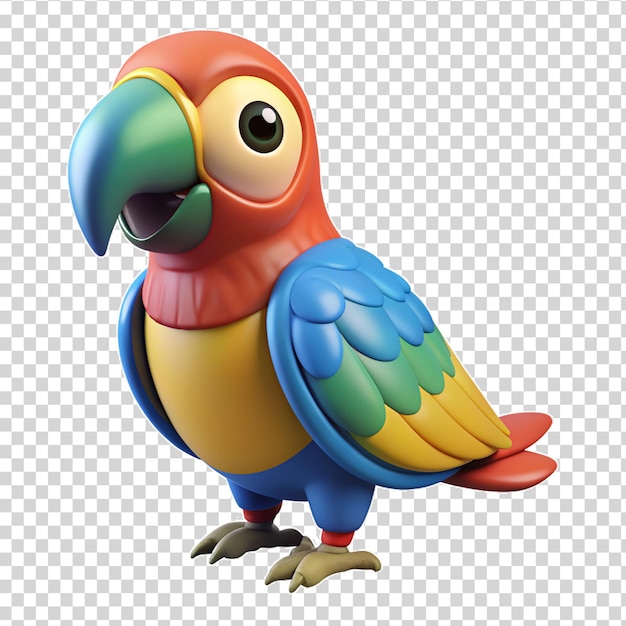 PSD green parrot with yellow beak on transparent background