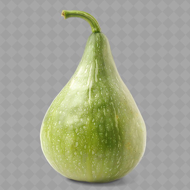 PSD a green pear with a green stem and a gray background