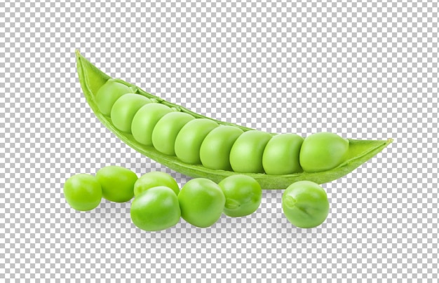 Green peas isolated on alpha layer