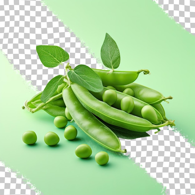 PSD green peas in pods stacked on a transparent background