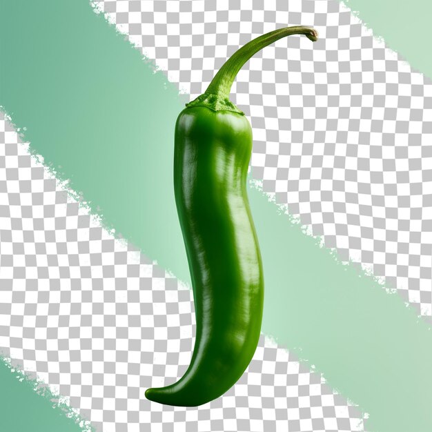 PSD a green pepper is on a grid with a green background