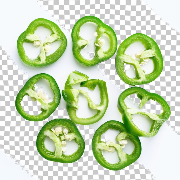 PSD a green pepper with seeds on it and a green pepper on the bottom