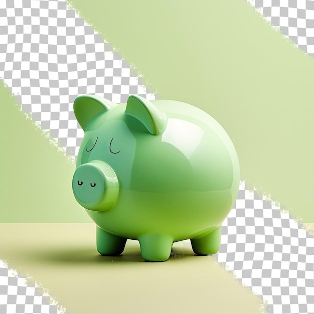 PSD green piggy bank on a transparent background