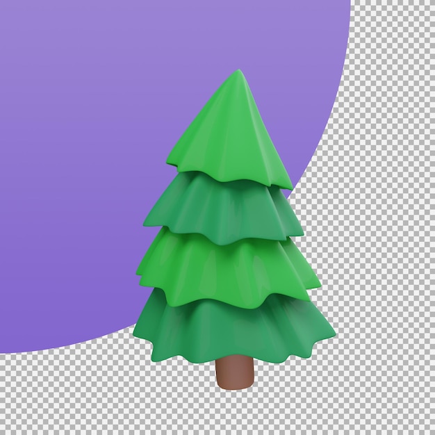 Green pine trees for Christmas decorations 3d illustration with clipping path