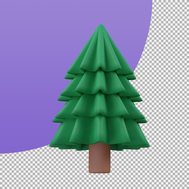 Green pine trees for Christmas decorations 3d illustration with clipping path