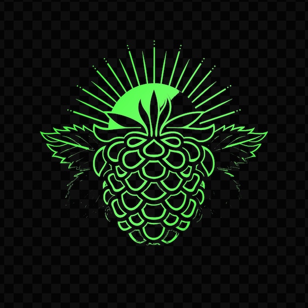 PSD a green pineapple with the words quot happy birthday quot on a black background