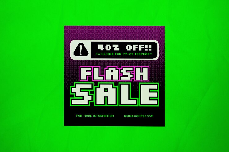 PSD green pixelated video games flash sale banner