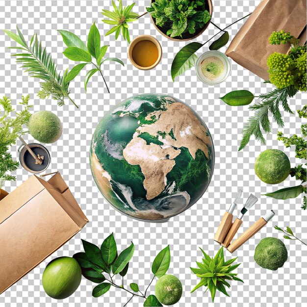 PSD green planet earth on transparent background