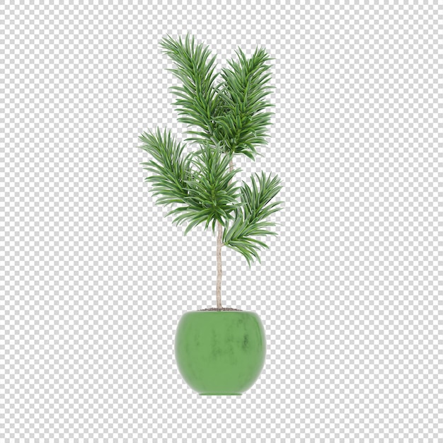 花で設定された緑の植物アート 3 d モックアップ観葉植物