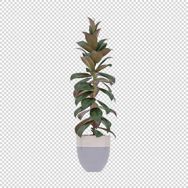 PSD 花で設定された緑の植物アート 3 d モックアップ観葉植物