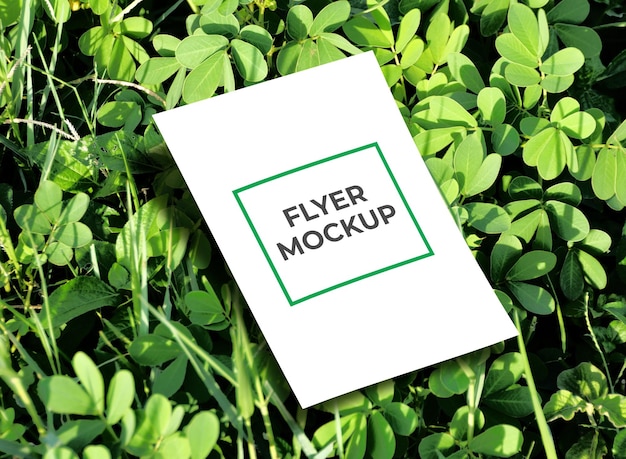 Green plant clean minimal  a4 flyer mockup template with leaves