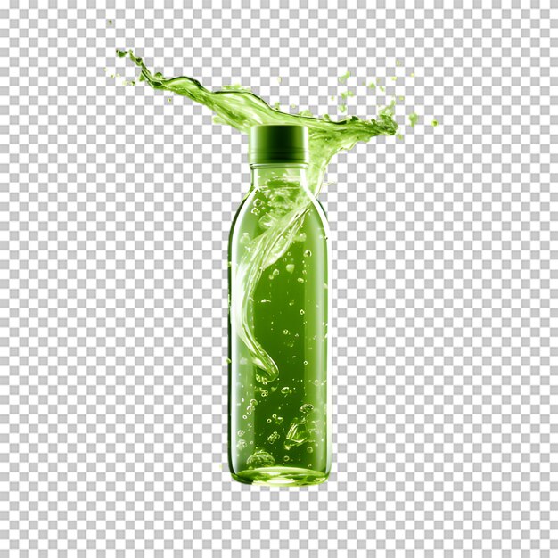 PSD green plastic bottle isolated on transparent background