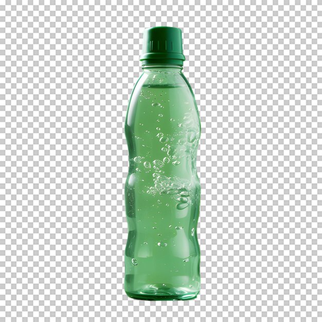 PSD green plastic bottle isolated on transparent background