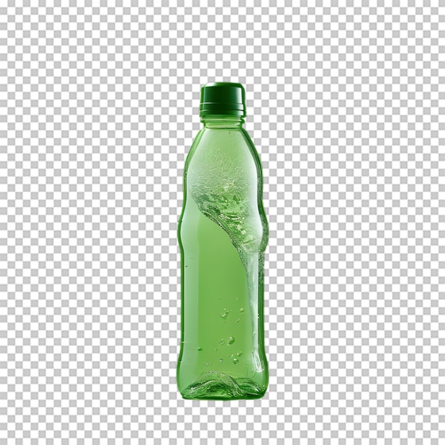 Bottiglia di plastica verde isolata su sfondo trasparente