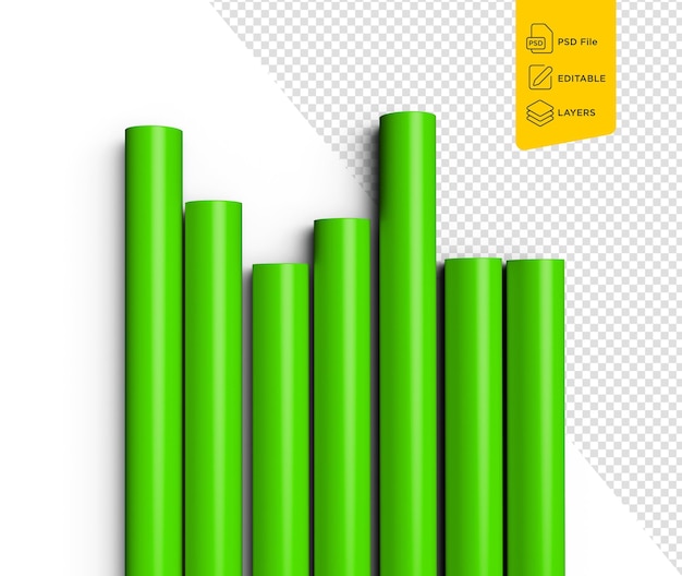 PSD Зелёная пластиковая труба для горячей воды изолирована на белом фоне 3d иллюстрация