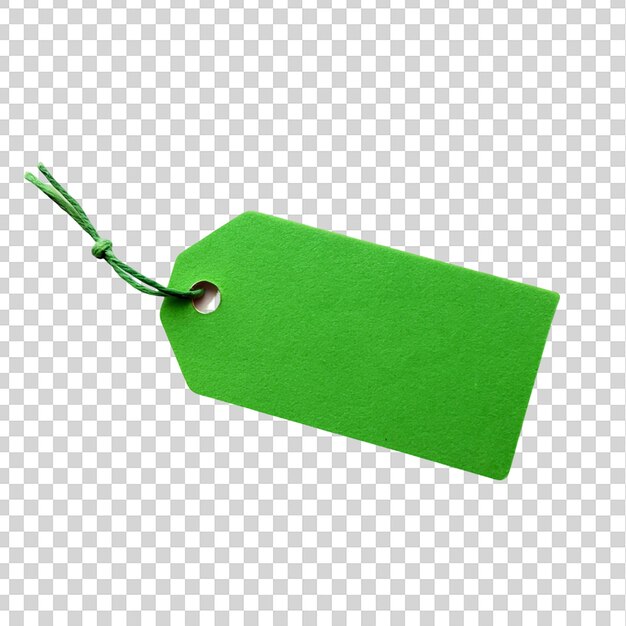 PSD green price tag or with string isolated on transparent background