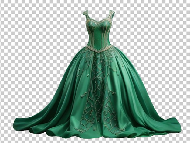 PSD Зелёное платье принцессы с бусинами