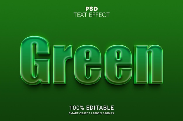 Disegno di effetto testo modificabile oggetto intelligente psd verde