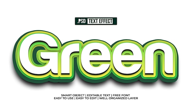 PSD green psd text effect 3d editable