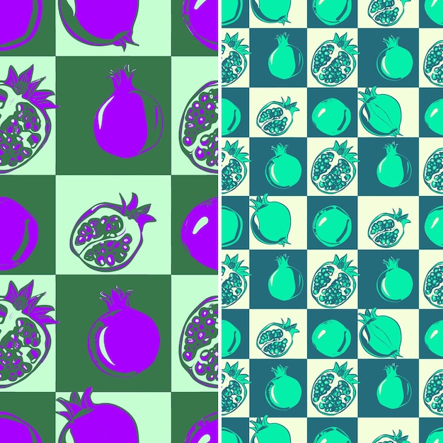 PSD a green and purple background with a blue and green and purple fruit and a green background