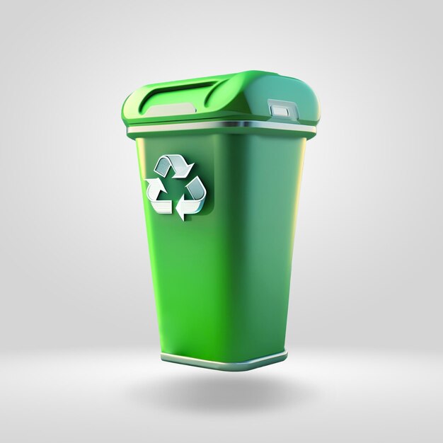 Green Recycle Bin 3D Object