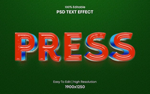 Un effetto di testo 3d verde e rosso con sopra la parola psd.
