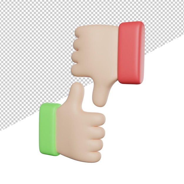 A green and red thumb up sign with a white background.