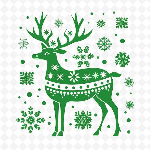 PSD a green reindeer with snowflakes and snowflakes on it