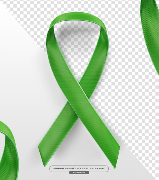 Green ribbon as a symbol for mental health awareness in 3d realistic render