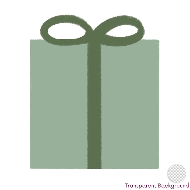 PSD green ribbon gift box christmas illustration