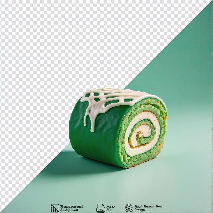 PSD 透明背景上的绿色蛋糕卷