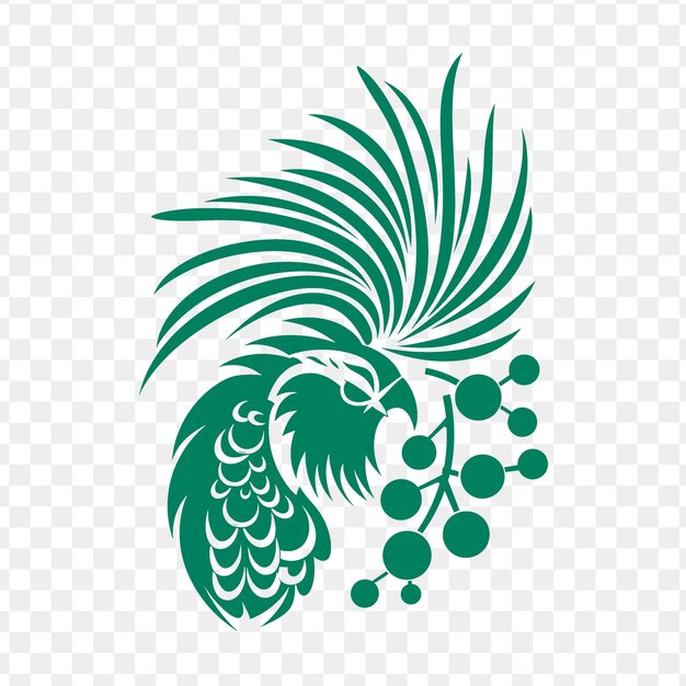 PSD a green rooster with a pineapple on a transparent background