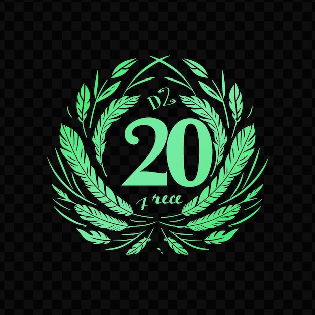 PSD a green round wreath with the number 20 on it