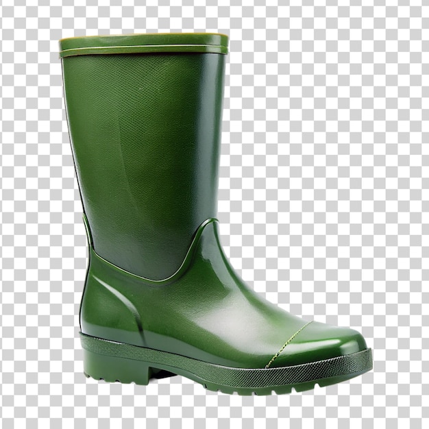 PSD green rubber boot isolated on transparent background