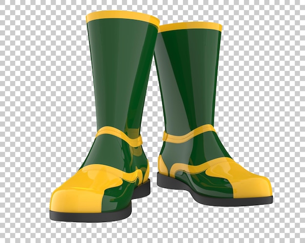 PSD green rubber boots isolated on transparent background 3d rendering illustration