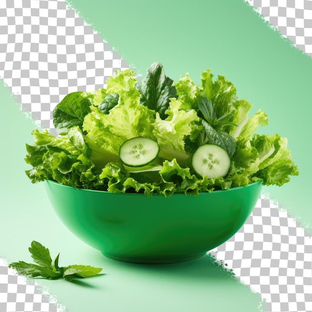 Green salad in bowl on a transparent background