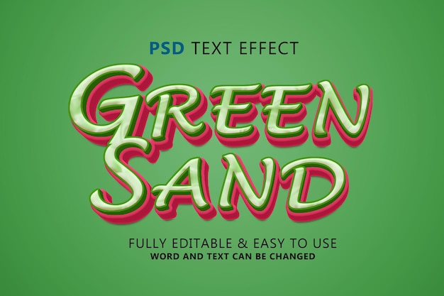 Премиальные текстовые эффекты зеленого песка