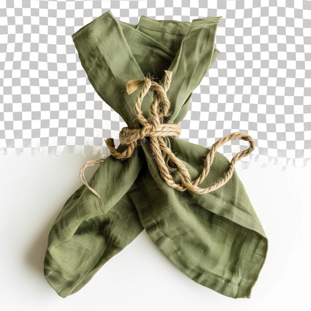 PSD a green scarf with a bow tied to it with a rope