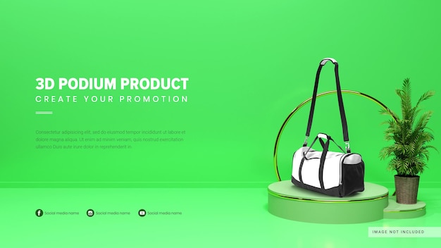 PSD green scene podium product display mockup